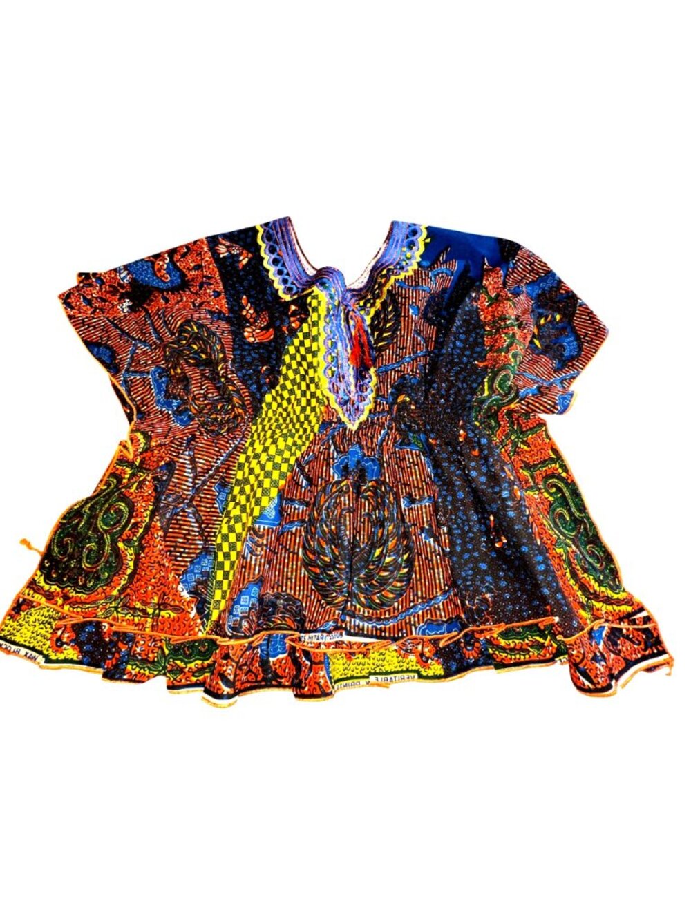 Classy City Chicks 3X Orange Blue African Print Dashiki Tunic Boho Festival Chic - Picture 10 of 10